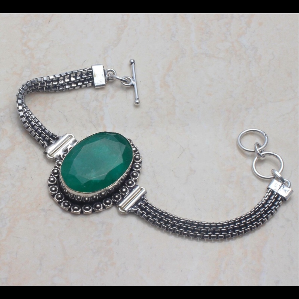Emerald Silver Bracelet